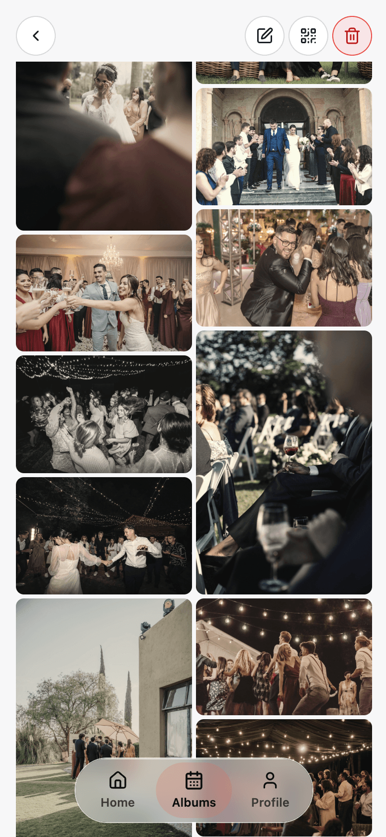 Pinterest grid of shared event photos
